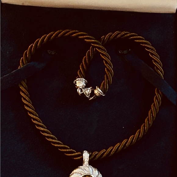 Judith Ripka Elegant Sterling Silver Cord Necklace with Yellow Gemstone - Picture 10 of 10